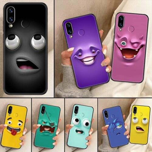 Cartoon funny face Phone Case For Huawei Honor 6A 7A 7C 8A 8X 8 9 9X 10 10i 20 Lite Pro black 3D hoesjes trend prime painting