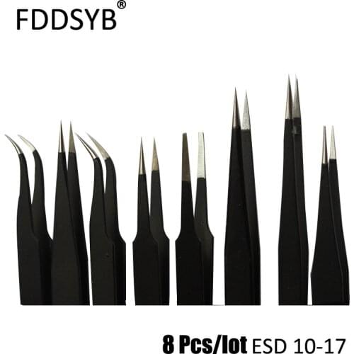 Good Quality Anti-static ESD 10-17 Tweezers Set For Soldering Station Welding Assist Tools