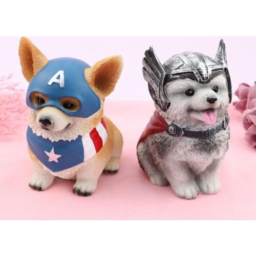 European and American Wind union cute pet dog piggy bank cartoon handmade pet golden hair Keji piggy bank ornament desk ornament