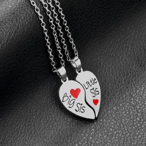 2PC/Set Best Love Couple Big Little Sisters Necklace Gift Friend Girls Women Borken Heart Necklace Sisters Pendant Necklaces