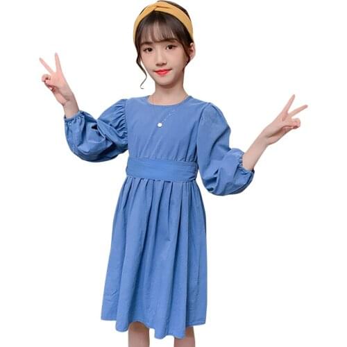 Girls Dress 2021 Newest Dresses For Girl Solid Color Children Party Dress Casual Style Girls Clothes 6 8 10 12 14