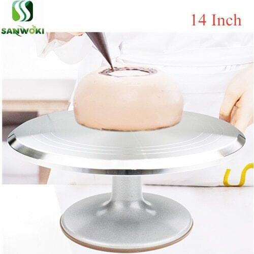 Aluminium Alloy 14 Inch Cake Plate Turntable Cake Decor Turntable Cake Rotary Table Round Cake Stand Cake Decorating table