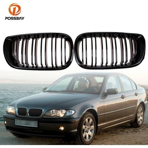 2Pcs Car Front Center Kidney Grills Black Racing Grille for BMW 3-Series E46 Sedan Touring 2001 2002 2003 2004 2005 Facelift