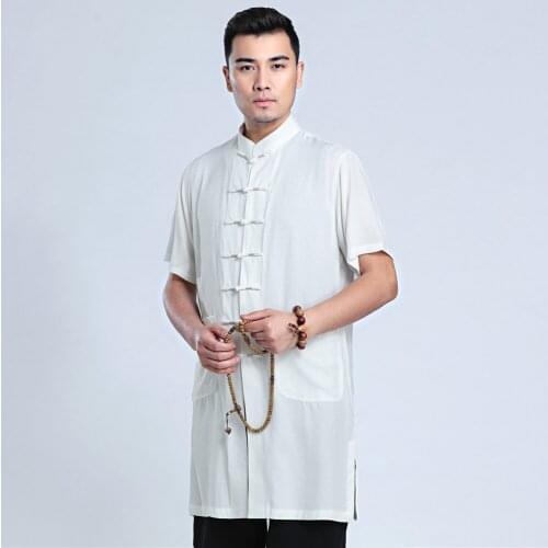 Shanghai Story Chinese Vintage Men Solid Shirt Antiqur Improved Male Tang Suit Top Casual Cotton Linen Single Breasted Clothing