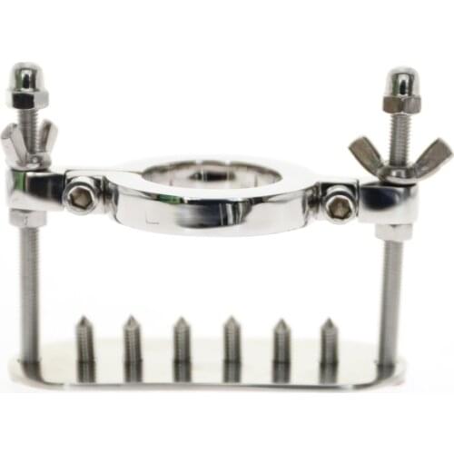 Stainless Steel Spiked Ball Penis Bondage BDSM Ball Stretcher Scrotal Fixture Ball Lock Extreme Chastity Device Torture Devices