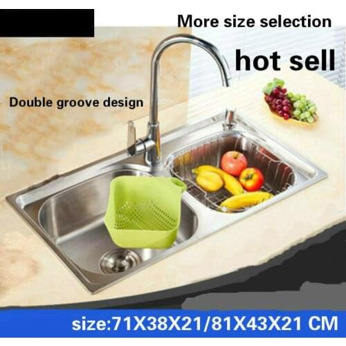 Tangwu Family kitchen 304 stainless steel water trough the high quality double groove 71x38/75x40/78x42/81x43x21 CM