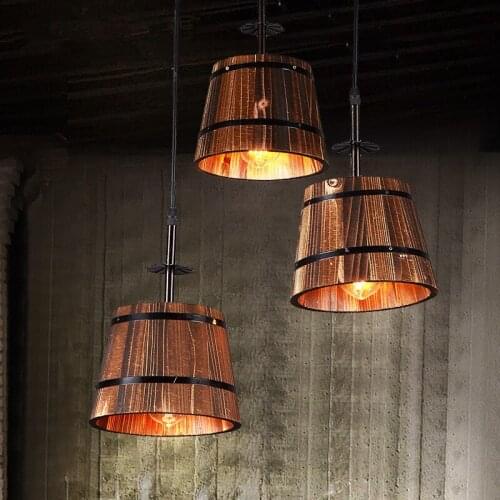 Vintage wooden pendants lights and Three lamps kitchen light living room light fixture indoor lighting