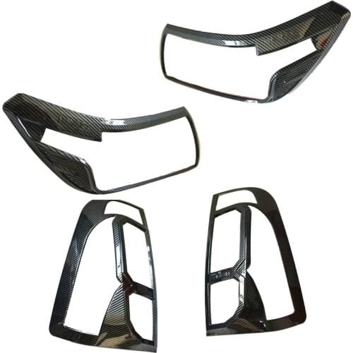 EXTERIOR AUTO CHROME CAR STYLING CARBON FRONT REAR TAIL LAMP LIGHTS TRIMS COVERS FIT FOR NISSAN NAVARA NP300 COVER 2015-2019