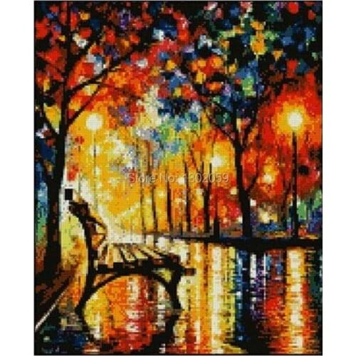High Quality Avilable Embroidery Cross Stitch Kit Rain Street Oil Painting 18CT/16CT/14CT/11CT/9CT