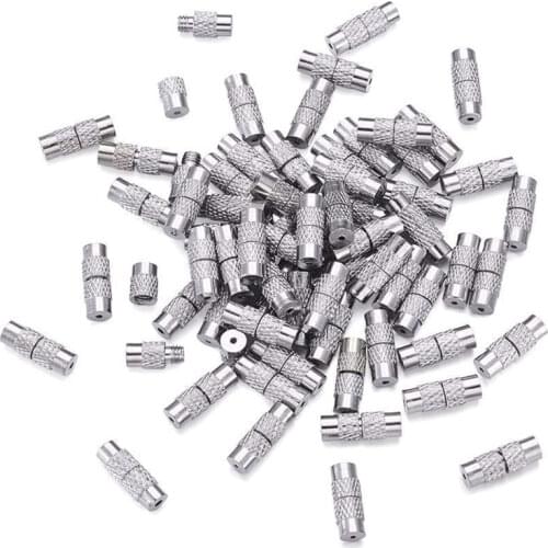 20pcs 12x4mm Screw Twist Clasps 1mm Hole Tube Fastener Cord End Caps for DIY Jewelry Bracelet Necklace Making