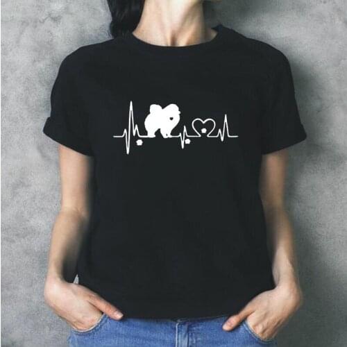 Pomeranian Heartbeat Harajuku T Shirt Women Tops Summer Casual Short Sleeve Tee Shirt Femme Plus Size T-shirt Camiseta Mujer