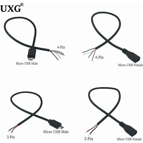 1PCS Micro USB 2.0 A Female Jack Android Interface 4 Pin 2 Pin Male Female Power Data Charge Cable Cord Connector 30CM 1m