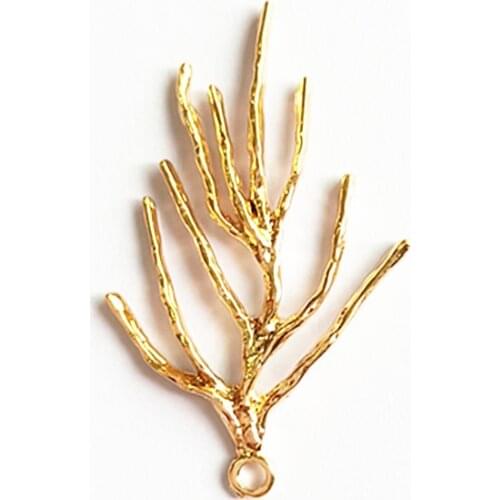 10 PCS 23*41mm Metal Alloy KC Gold Branch Charms Pendant DIY Jewelry Accessories