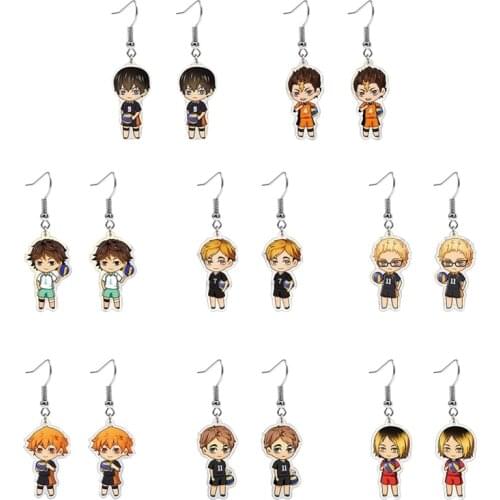 2021 Haikyuu! Anime Volleyball Boy Japan Acrylic Rubber Earring Cute Cartoon Funny Jewelry Pendant Props Rare Cosplay Gift