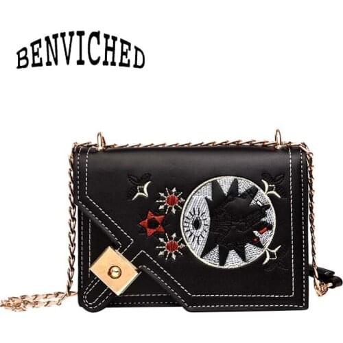 BENVICHED 2021 fashion mini girl small satchel embroidery flower chain bag Inclined single shoulder bag small square bag c082