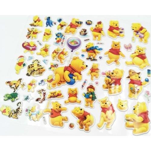 6pcs Winnie Bear Stickers Nail Decoration Happy Birthday Party Supplies Festival Decoration Event Party Favor Gender Reveal