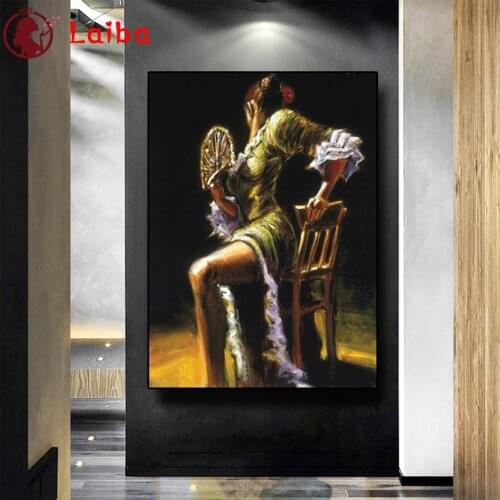 Diamond Embroidery Glamour dancing woman Full Square round Diamond Mosaic Rhinestones Art Painting Cross Stitch Wall Decor