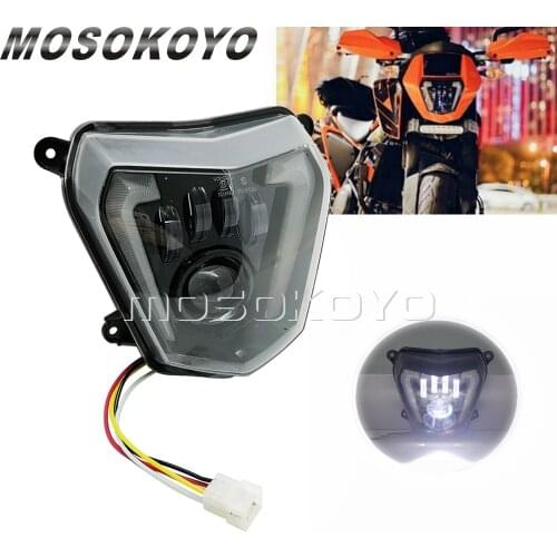 Angel Eyes DRL LED Headlight Assembly Kit For 690 690R 2012-2019 Low/High Beam Naked Bike Custom Replacement Head Lamp