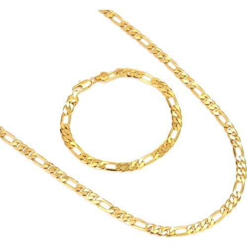 Bangrui60cm &5mm Wholesale fashion long chain jewelry Yellow Colo chain bracelet jewelry sets brazilian style necklace bracelet