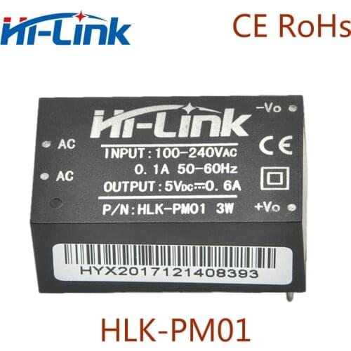 Free shipping 3 pcs/lot HLK-PM01 AC-DC 220V to 5V mini power supply module intelligent household switch AC DC transformer