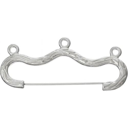 DoreenBeads Brooches Findings Hanger 3 Loops dull silver color(Lead,Nickel Free)4.6cm x 2cm(1 6/8" x 6/8"),20PCs