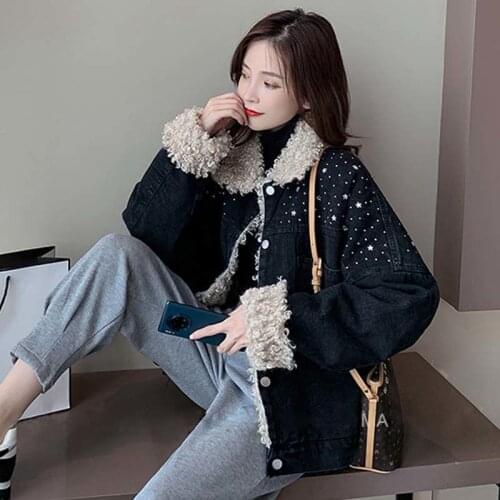 Lamb Velvet Denim Short Jacket Female Korean Version of Loose Lamb Wool 2020 Autumn and Winter Wear New Plus Velvet Thick Coat