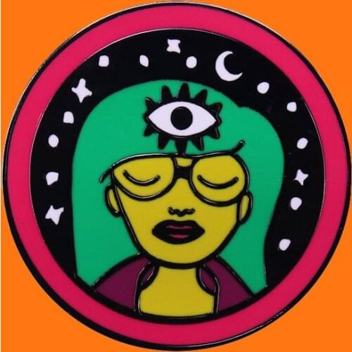 Cute Girl Enamel Pins Creative Moon Metal Cartoon Brooch Backpack Collar Lapel Badges Men Women Fashion Jewelry Gifts