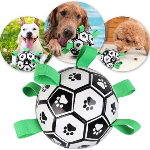 Dog Toys Interactive Pet Football Toys with Grab Tabs Dog Outdoor Training Soccer Pet Bite Chew Balls for Dog Accessories