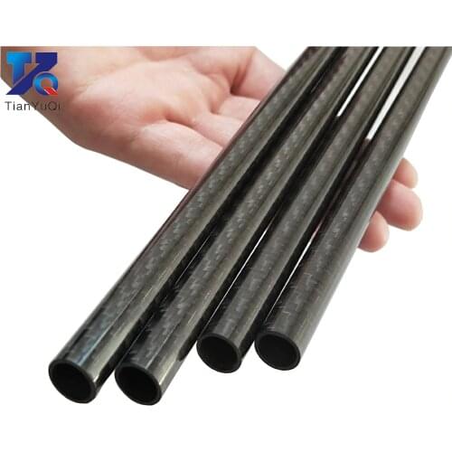 4PCS 3K Carbon fiber circular tube Plain Glossy Length 500mm high hardness OD 8mm 10mm 12mm 16mm 20mm 25mm 30mm
