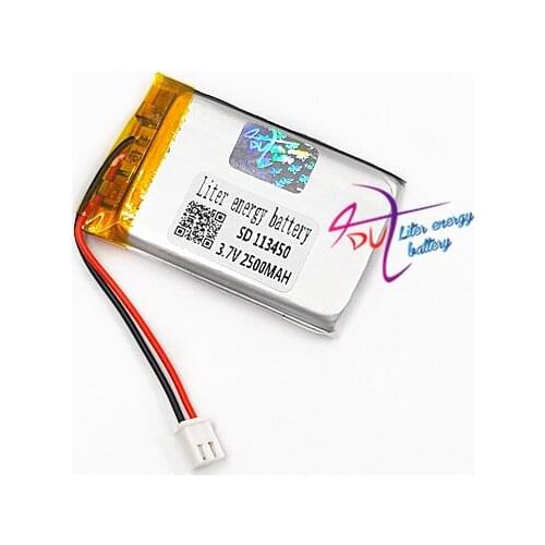 XHR-2P 2.54 113450 3.7V 2500MAH 603450*2 Lithium Polymer LiPo Rechargeable Battery cells For Mp3 DVD PAD speaker camera recorder