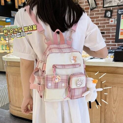 Kawaii Nylon Female Backpack Fashion Waterproof Rucksack for Teen Girls School Bag Cute Student Bookbag Travel Mochila