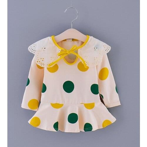 New Baby Girls Dresses baby Clothes Long Sleeve Autumn Spring Dot Printed Lovely Ruffles Flouncing Tutu Dress Children Outfits