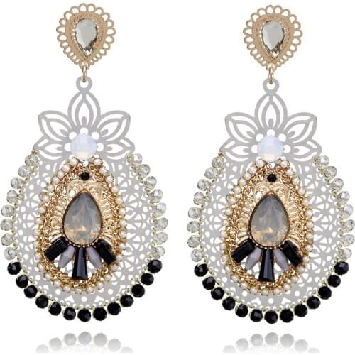 New Arrived Gold Plated Hollow Out Water-Drop Shape Dangle Earrings for Women Girls Trendy Statement Drop Earrings Brincos