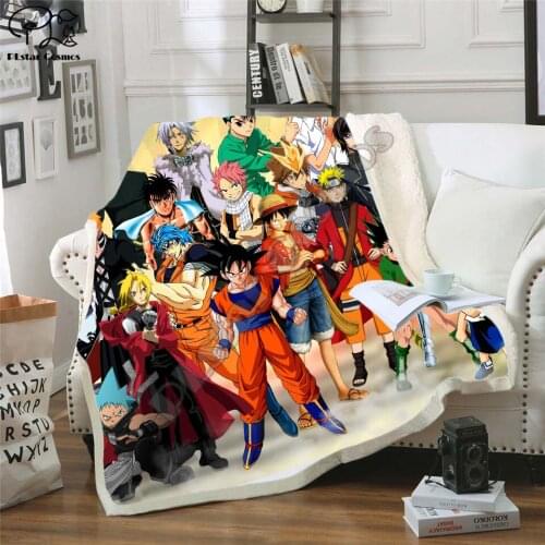 Anime 3D Printed Sherpa Blanket Couch Quilt Cover Travel Bedding Outlet Velvet Plush Fleece Blanket Bedspread style13