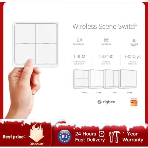 4 Gang Tuya Zigbee Wireless samrt Switch Zigbee Sticker Push Light Switch Smart Home Automation Control Work With Zigbee Gateway