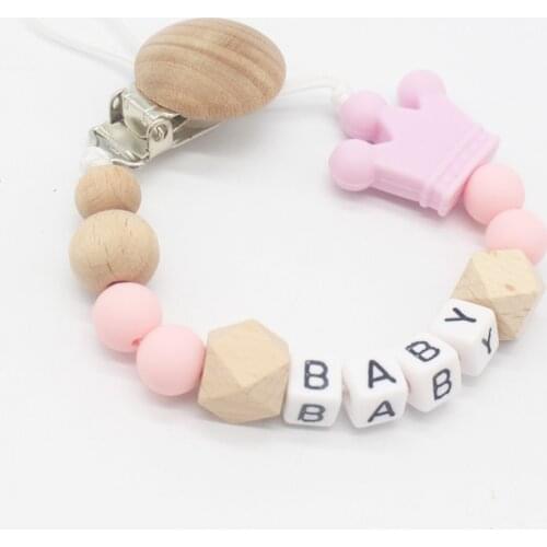 Personalized Name Handmade Silicone Pacifier Chains Safe Teething Chain Baby Teether Eco-friendly Pacifier Clips Holder Chain