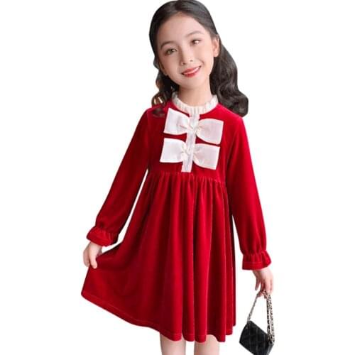 Teenage Girl Dresses Big Bow Girl Child Dress Casual Style Kids Dresses Spring Autumn Girls Clothing 6 8 10 12 14