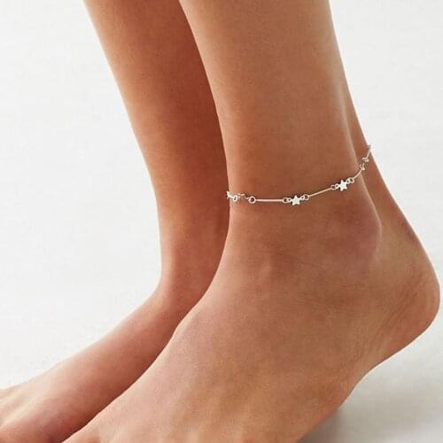 Popular accessories with beach wild pentagram star ornaments simple star tassel single layer geometric anklet for summer female