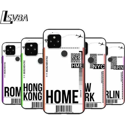 Silicone Cover First Class Plane Ticket Shockproof Cover for Google Pixel 5 4 4a XL 5G Black Soft TPU Soft Phone Case