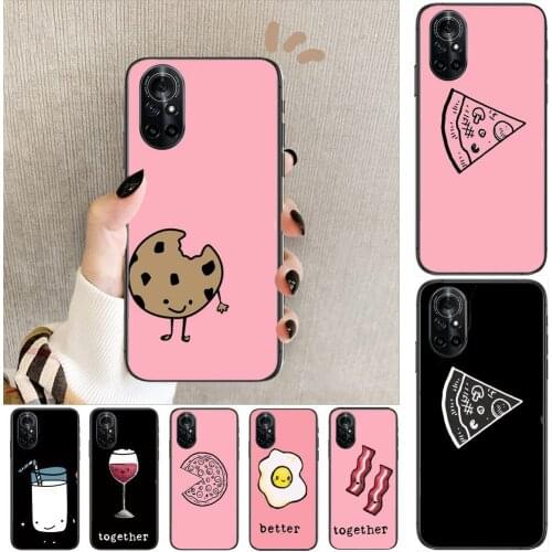 Milk and cookies Couples Clear Phone Case For Huawei Honor 20 10 9 8A 7 5T X Pro Lite 5G Black Etui Coque Hoesjes Comic Fash d