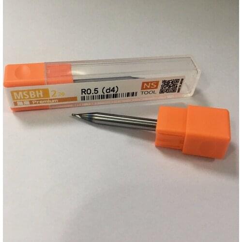R0.5(Radius 0.5mm) d4(Shank Diameter 4mm) 1Pcs Original Japan NS MSBH230 2-Flute Ball End Mill for Hardened Steels CNC Tools