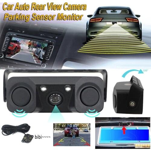 12V Reverse Backup Buzzer Rear View Camera With 2 Parking Line Sensors Car Auto Rear View Camera Parking Sensor Monitor