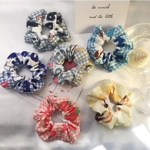 Cartoon Pattern Print Elastic Hair Bands For Girls Hair Ring Hair Bands Kids Toddlers Hair Accessories Children Hair Wear