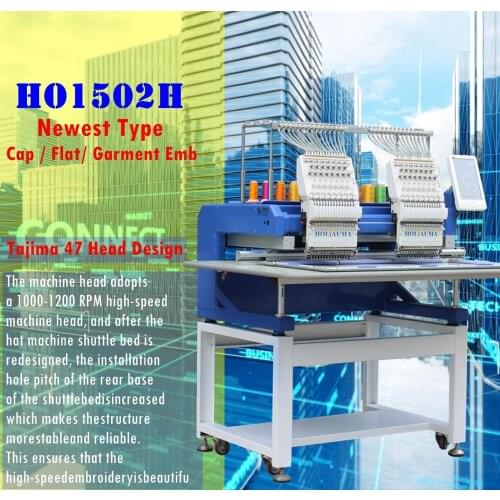 China 10 years service ! Beijing Guangzhou Newest 3d snapback hat t-shirt 15 Needle 2 Head Flat Embroidery Machine Double Heads