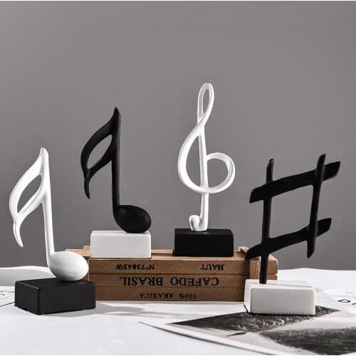 Nordic Music note black white Music class piano resin crafts room decorations fairy garden miniatures figurines Home Decoration
