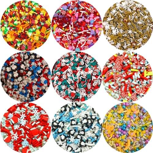 100g Mixed Christmas Series Polymer Clay Sprinkles for Crafts DIY Slime Filling Shaker Cards Tiny Cute Plastic klei Accessories