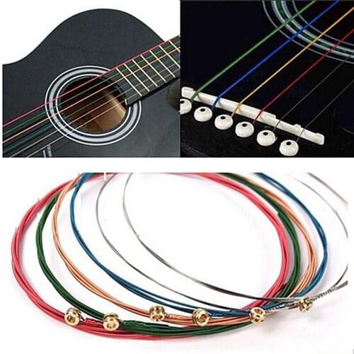 1 Set 6Pcs Rainbow Colorful Guitar Strings E-A For Acoustic Folk Guitar Classic Guitar Multi Color