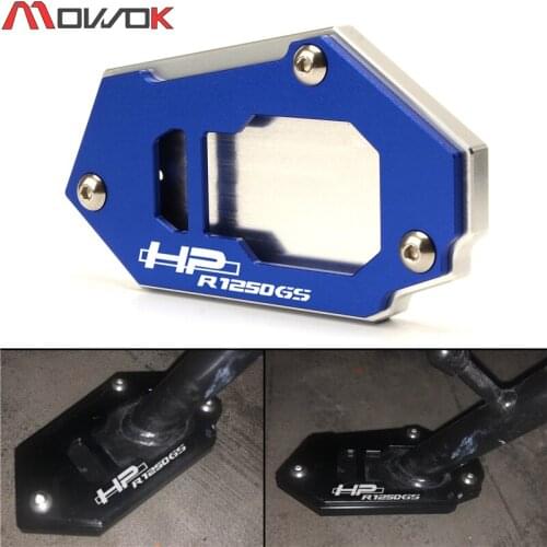 For BMW R1250GS ADV R1250GS ADV HP Low suspension CNC Kickstand Side Stand Vergroter Plaat Extension Pad LOGO ''R1250GSHP