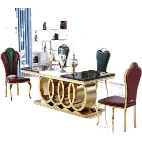 Stainless steel vacuum electroplating creative dining table hotel home golden dining table and chair combination