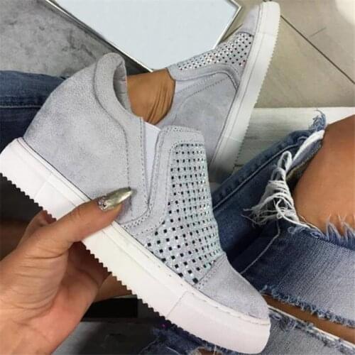 Women Shoes Wedge Spring Autumn Woman Sneakers Hollow Out Vulcanized Shoes Internal Increased Wedges Platform Casual Shoes Lady